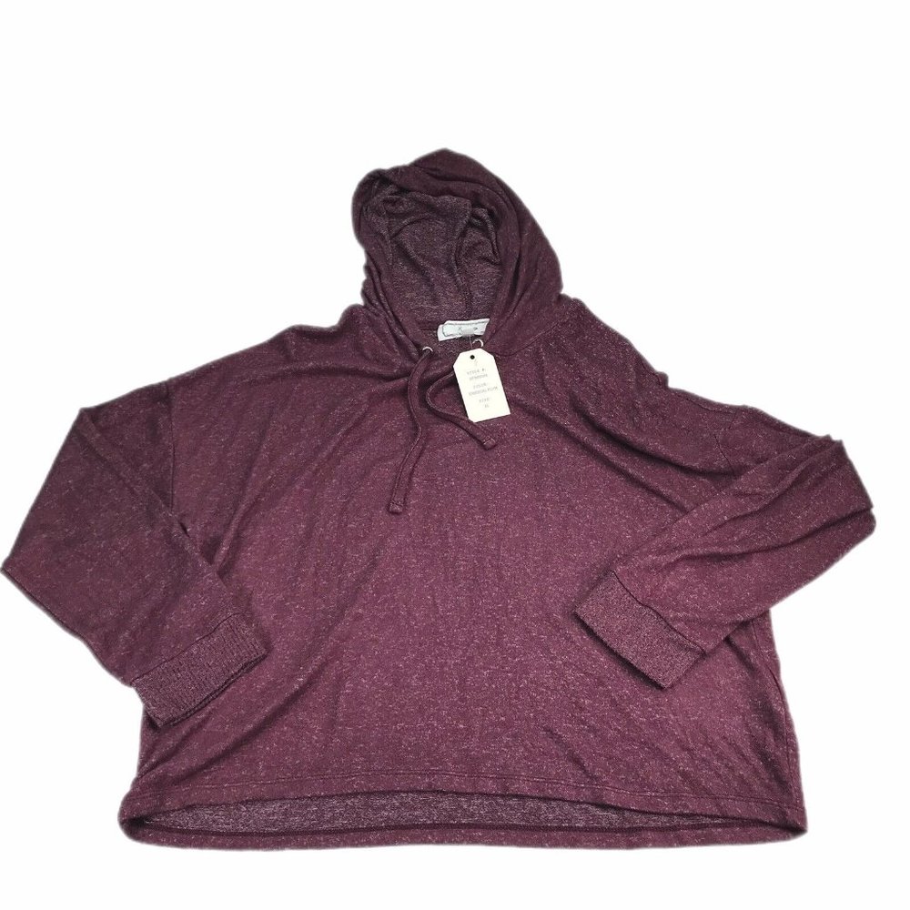 Womens Juniors XL Hoodie Sweatshirt Pullover Purple Soft Stretchy Long Sleeve